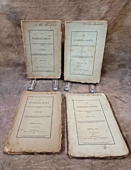 Four 1860-1861 Booklets Of The Evangelical Review Owned By Col. John Shimpock Of My Pleasant NC