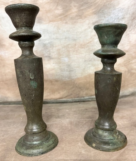 Vintage Pair Of Brass Candleholders