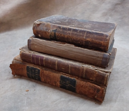 Lot Of Early Leather And Cloth Bound Books