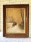 Antique Oil On Canvas Painting Of Horse Drawn Sleigh In Snow In Frame
