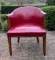 Red Vinyl Covered Barrel Back Chair