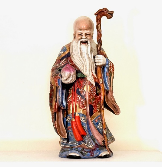 Antique Chinese Porcelain Figure Of Shou Xing Gong God Of Longevity