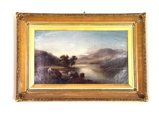 Fantastic Academic 19th Century Oil On Canvas (Landscape) In Gold Gilded Period Frame