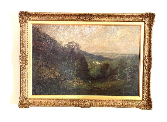 Late 19th Century Landscape Painting In Fine Gilded Wood Frame