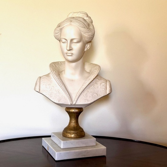 Fabulous Signed A. Giannelli Alabaster Bust Of A Lady
