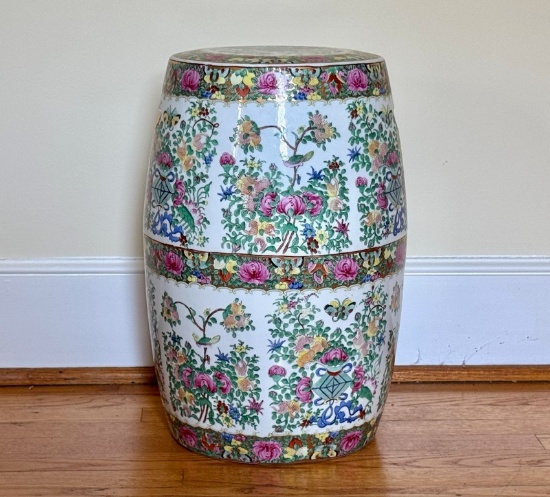 Nice Chinese Rose Medallion Porcelain Garden Seat