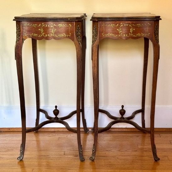 Circa Early 1900's Pair Of French Style One Drawer End Tables