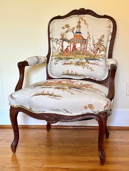Gorgeous Louis XVI Style Carved Walnut Armchair