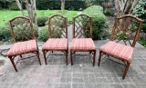 Set Of Four Chinese Chippendale Faux Bamboo Style Side Chairs