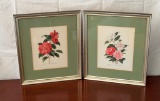 Pair Of Vintage Gold Framed Camellia Prints