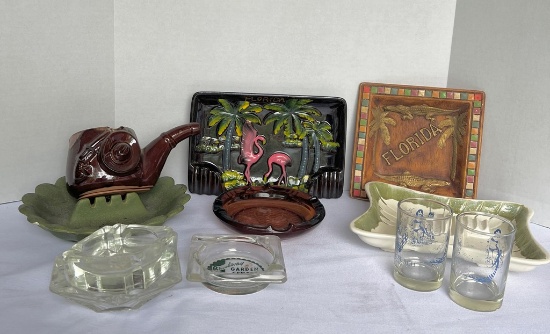 Lot of Glassware and Ceramic Ashtrays