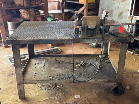 Craftsman Bench Grinder On A Heavy Duty Steel Table