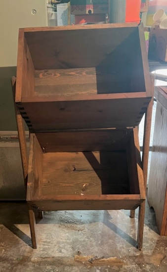 Wooden Stacking Crate Kitchen Vegetable Storage Rack