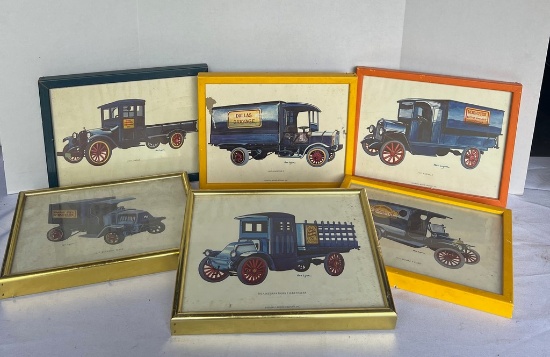 Set of Six Vintage Car Framed Photos