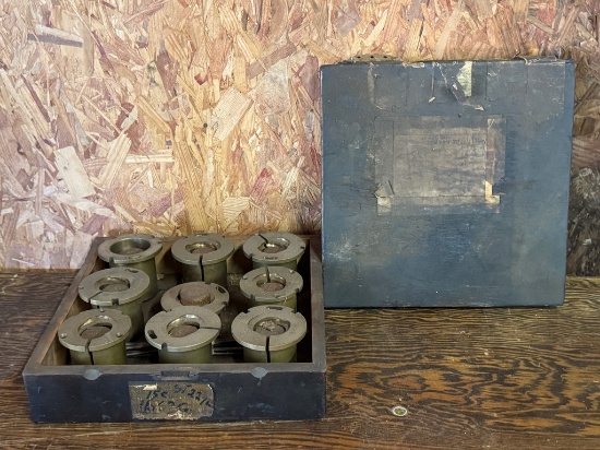 Set Of 9 Master Brass Cutting Cylinders In Wood Storage Box