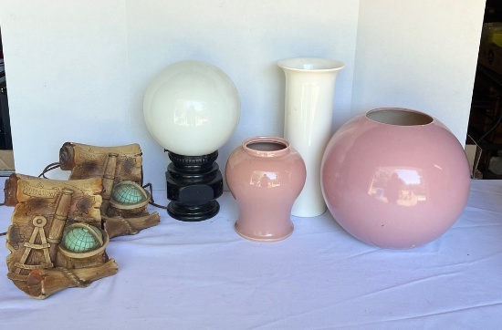 Bookends,  Lamp and Vase Lot