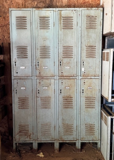 Vintage Section Of Eight School metal Lockers