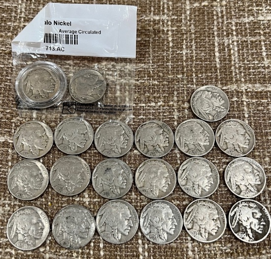 Lot of 21 Buffalo Nickels