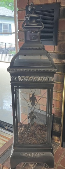 Metal and Glass Lantern-Shaped Storage Cabinet