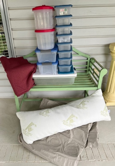EZ Inflatable Mattress, Aloe Vera Body Pillow, Fabric and Storage Boxes