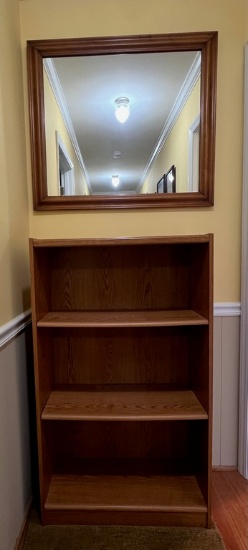 Oak Book Case with Matching Mirror