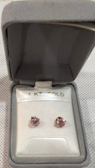 14 Kt Gold Pink Ice Earrings