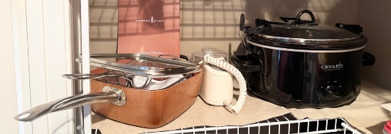 Copper Chel Pan with Fry Basket, Black & Decker Handi-Chopper Plus and a Crock Pot Slow Cooker