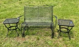 2 Square Mesh Top Tables & Glider Bench