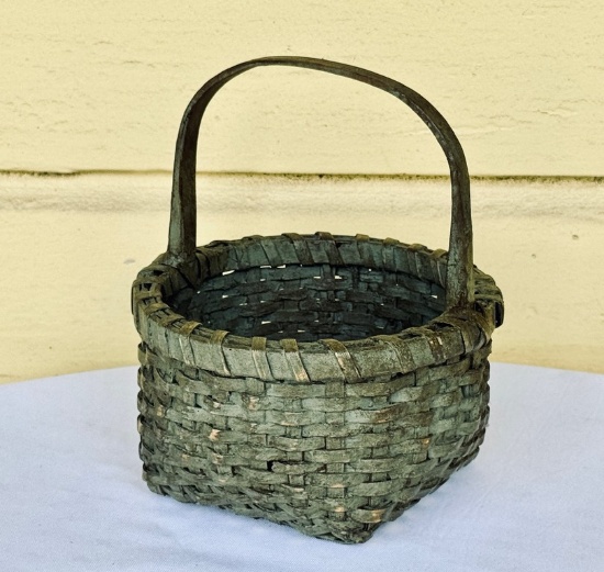 Antique Southern Berry Basket with Heavy Green Paint