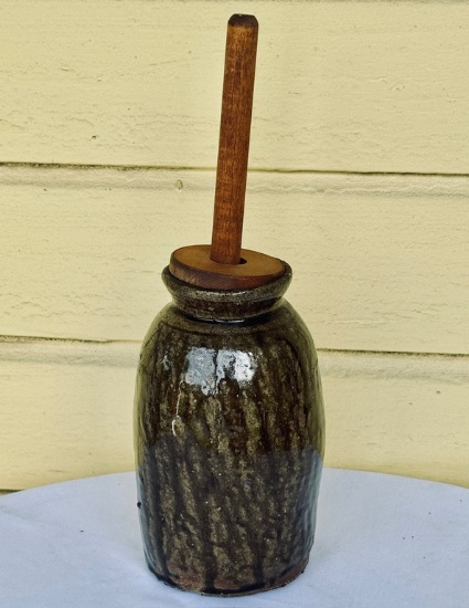 One Gallon Catawba NC  Valley Pottery Lap Churn