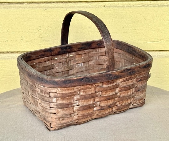 Antique Southern Oak Gathering Basket
