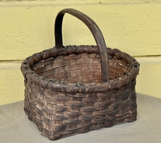 Antique Southern Oak Gathering Basket