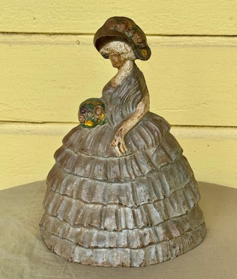 Antique Victorian Cast Iron Door Stop in Original Paint