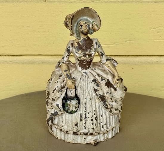 Antique Victorian Cast Iron Door Stop in Original Paint