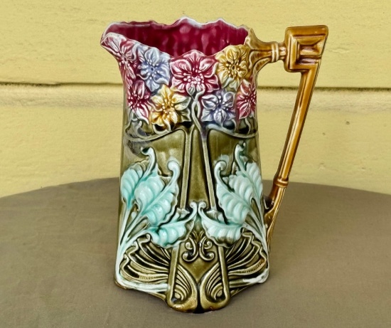 French Majolica Jacintha's Pattern Pitcher