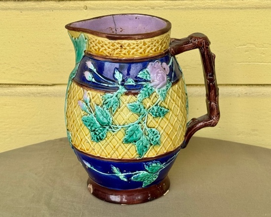 Majolica Wild Rose and Tresses Water Pitcher