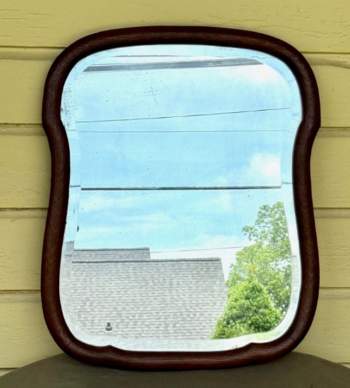 Antique Oak Shield Mirror
