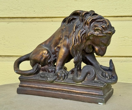 Plaster Cast Lion Devouring The Serpent