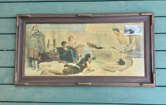 Art Nouveau Carved Wood Framed Classical Color Print