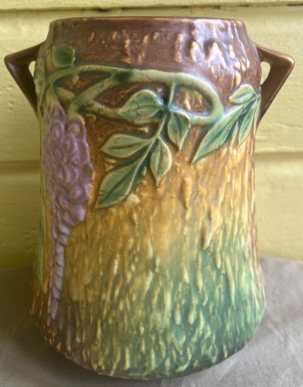 Roseville Wisteria #633-8 Art Pottery Vase