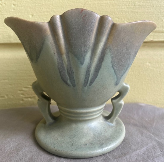 Early Roseville Art Pottery Mat Glaze Cornellian Fan Vase
