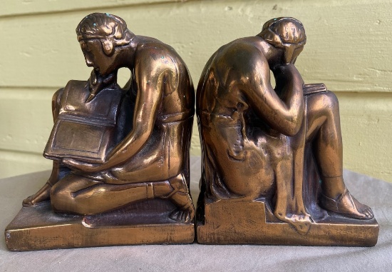 Antique 1921 Pompeian Bronze Bookends