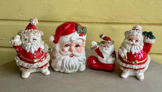 Collection Of Vintage Ceramic Santa items