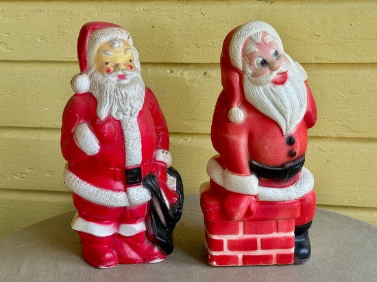 Two Small Blow Mold Light Up Santa's