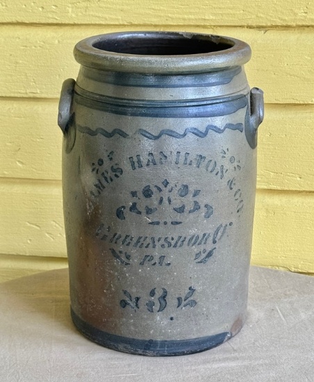 Antique Salt Glaze Signed James Hamilton & Company Stenciled Jar
