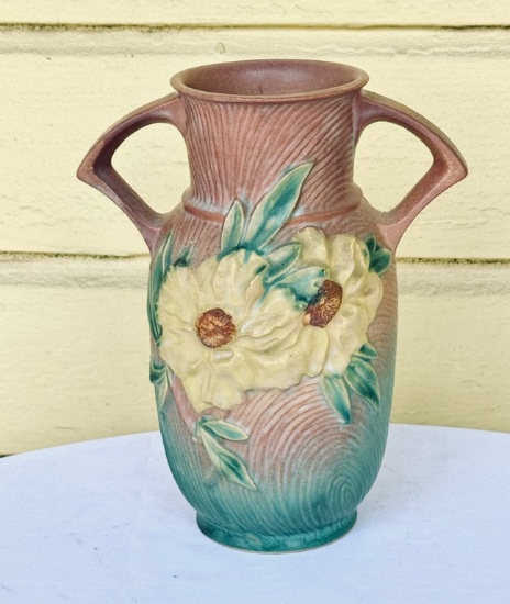 Original Roseville Peony Double Handled Vase