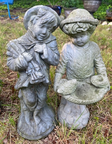 Concrete Two Boy Statues