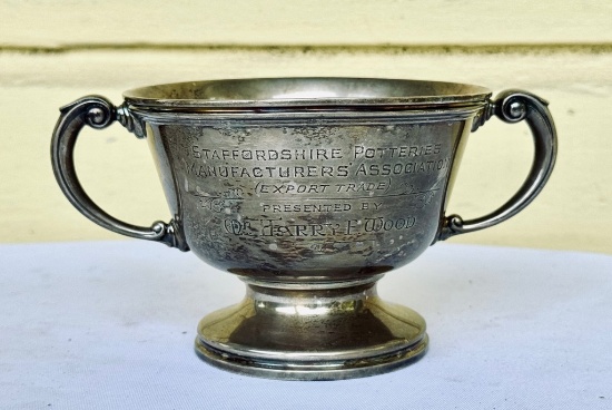 Important 1925 English Sterling Silver Presentation Cup for Staffordshire Potteries