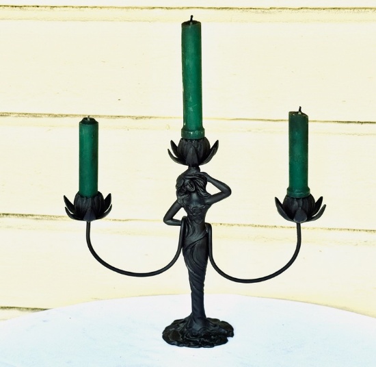 Aesthetic Movement Woman Figural Candle Holder