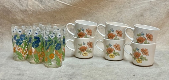 Vintage Corning and Glass Floral Cups